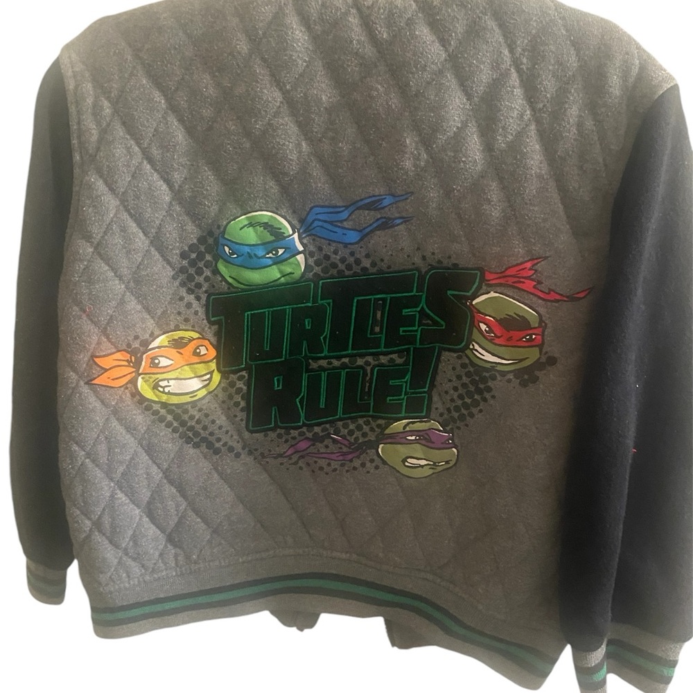 Nickelodeon TMNT Children’s Jacket Quilted Look Size 5/6 Varsity Style Gray